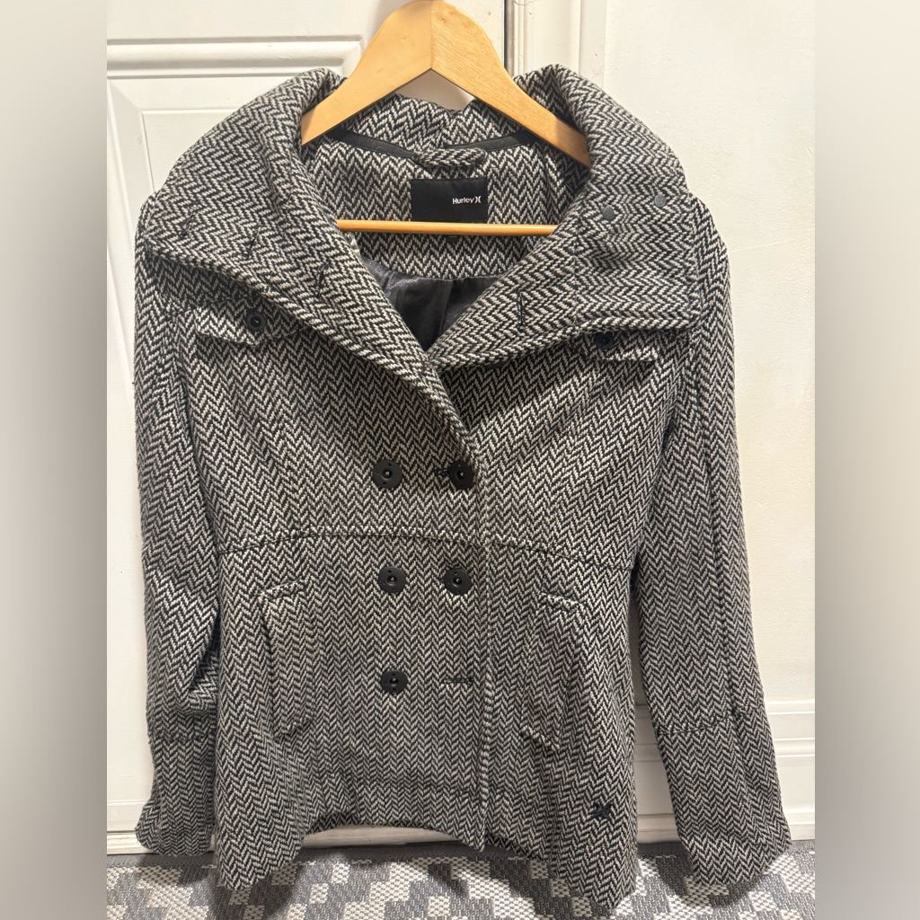 Banana Republic Black And Gray Pea Coat